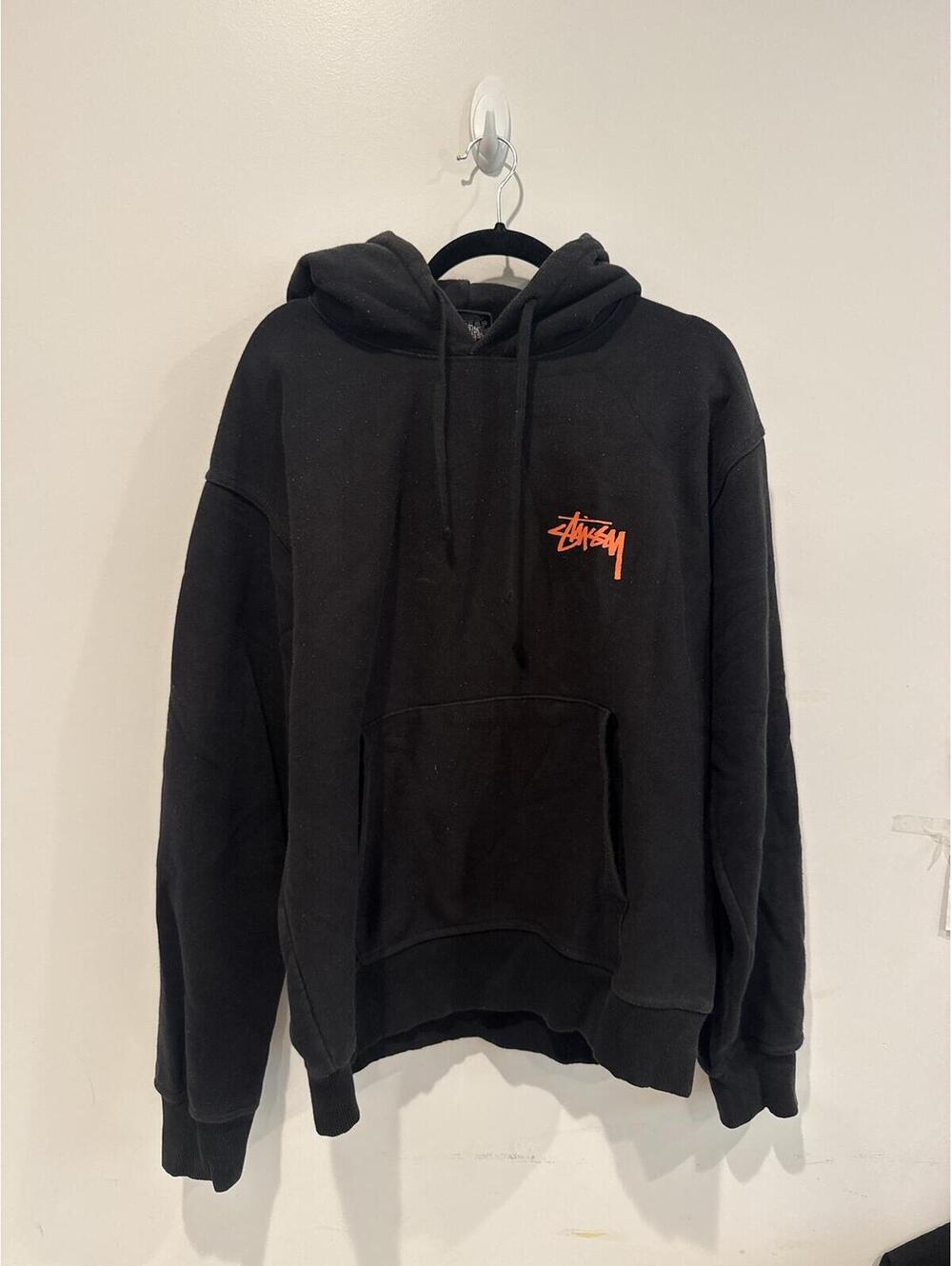 Stussy Black Hoodie Dance Energy Orange Graphic Pullover